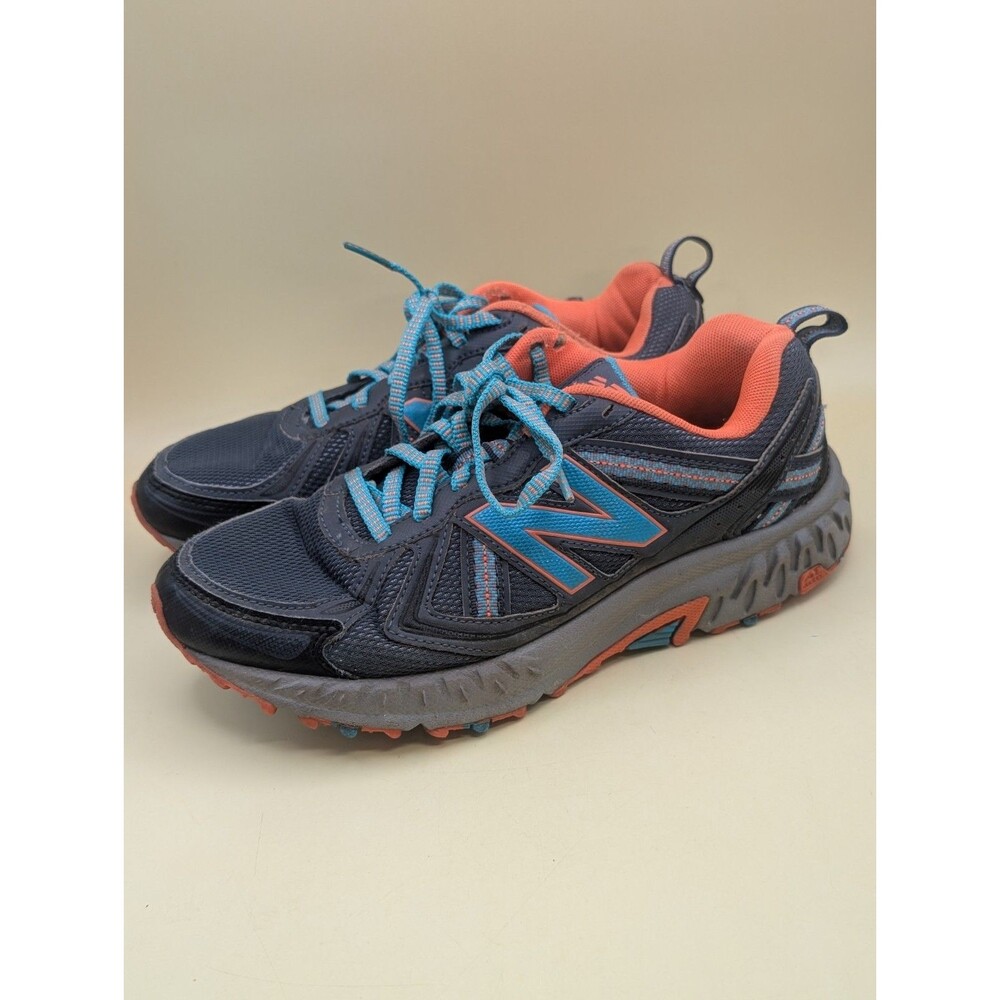New Balance 410 v5 Women Size 7 Trail Running Shoes WT410CV5 Gray Blue Orange